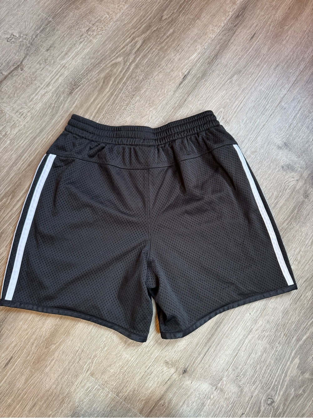 adidas Black Mesh Athletic Shorts with White Side Stripes